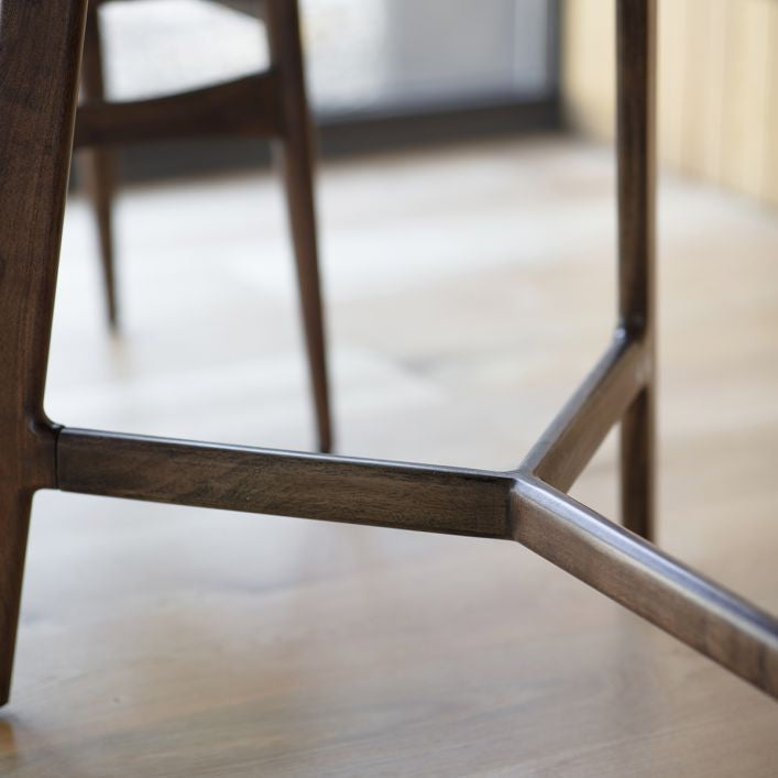 Fresca acacia wood dining table in rich walnut finish with marble top | MalletandPlane.com