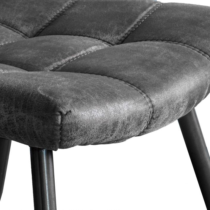 Sigmund set of 2 dining chairs in grey distressed faux leather | MalletandPlane.com
