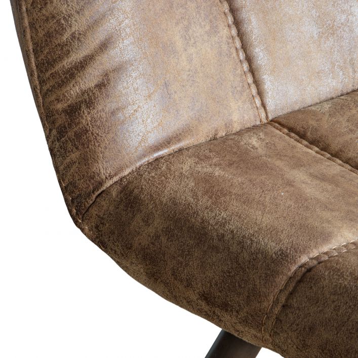 Sigmund set of 2 dining chairs in brown distressed faux leather | MalletandPlane.com