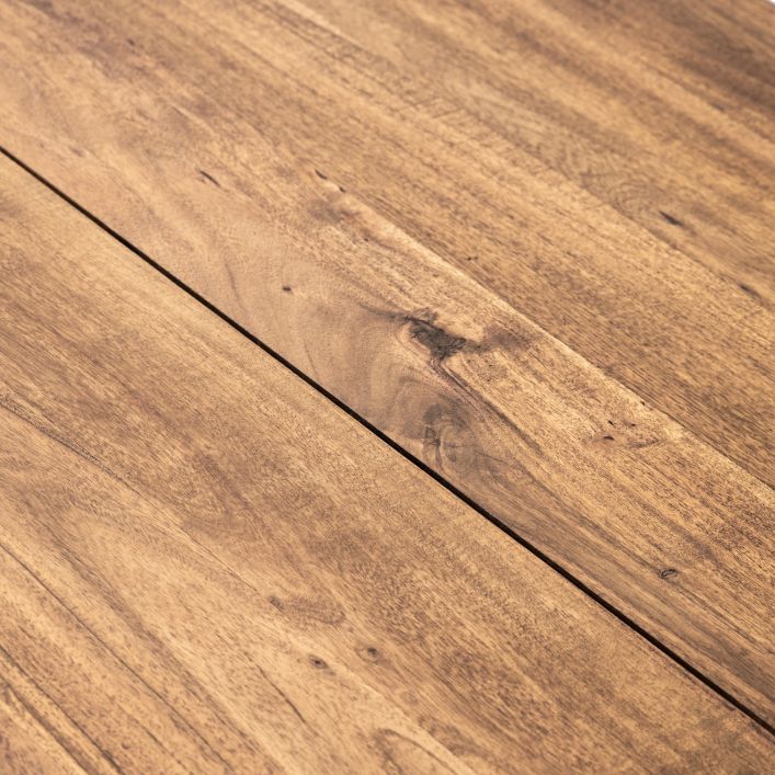 Pimlico Dining Table in Solid Natural Acacia with Grey Metal Angular Legs | MalletandPlane.com