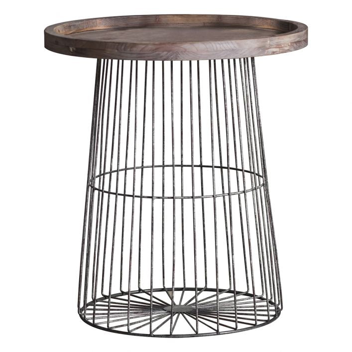 Decima wood and metal cage framed occasional table | MalletandPlane.com