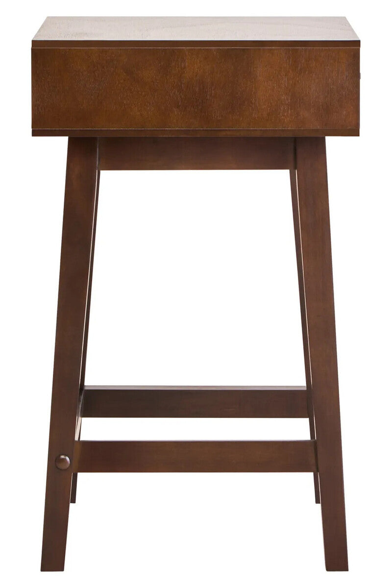 Blake Walnut Bedside Table 66cm Tall 1 Drawer Pine Wood Nightstand
