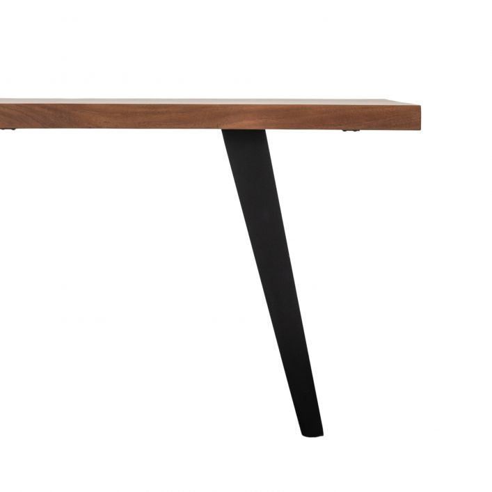 Pimlico Dining Table in Solid Natural Acacia with Grey Metal Angular Legs | MalletandPlane.com