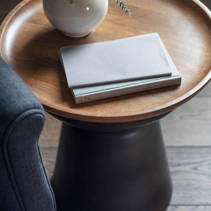 Kalwar powder coated metal and hand turned mango side table | MalletandPlane.com
