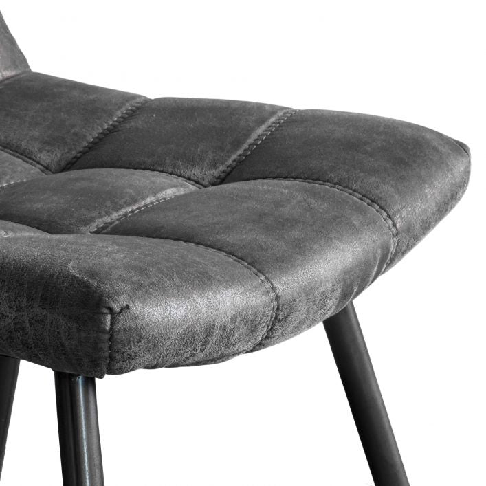 Sigmund set of 2 dining chairs in grey distressed faux leather | MalletandPlane.com