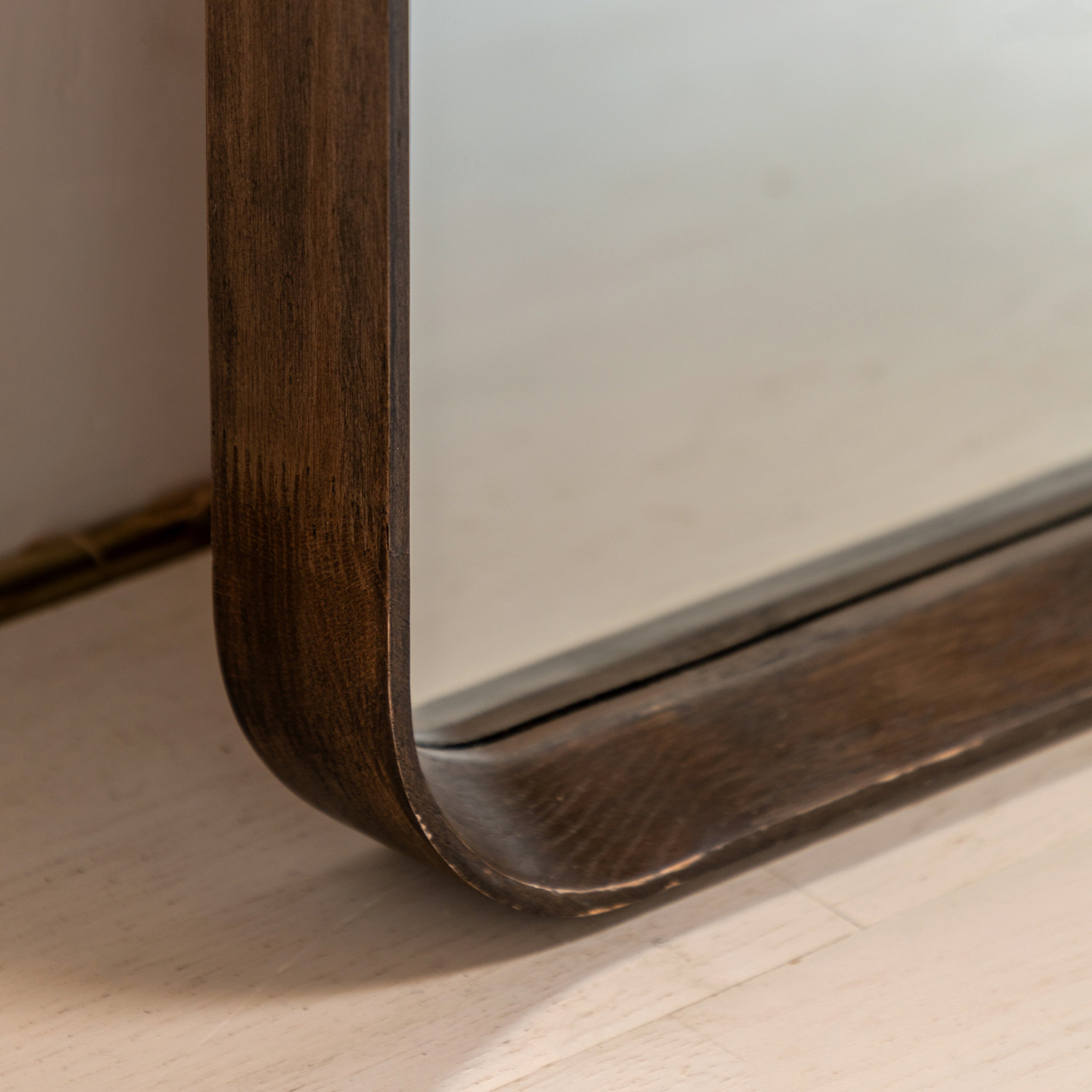 Helsinki Arch Leaner Mirror Walnut - detail and lifestyle view 4