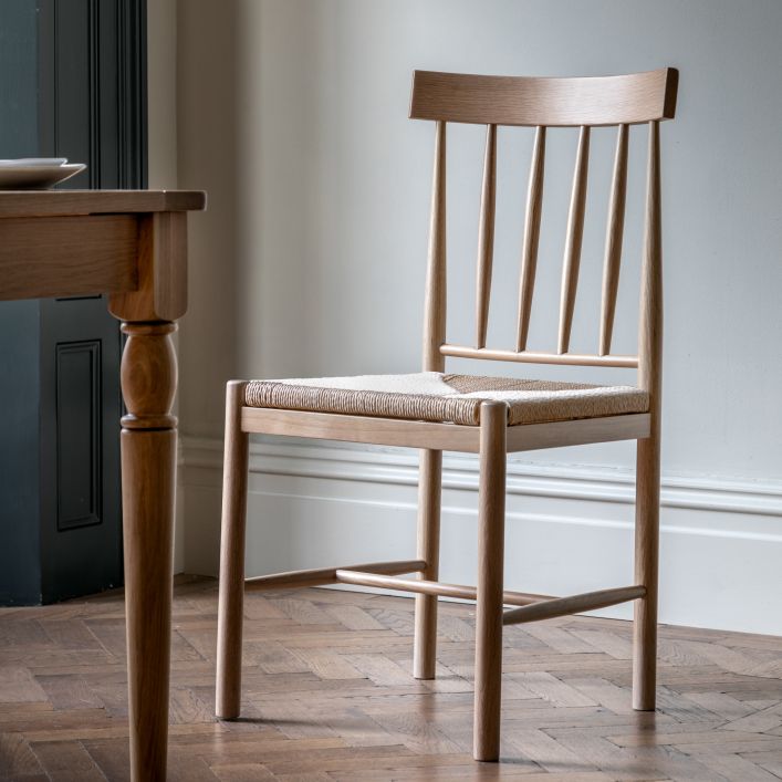 Dulwich set of 2 Natural Oak Dining Chairs with Woven Seat | MalletandPlane.com