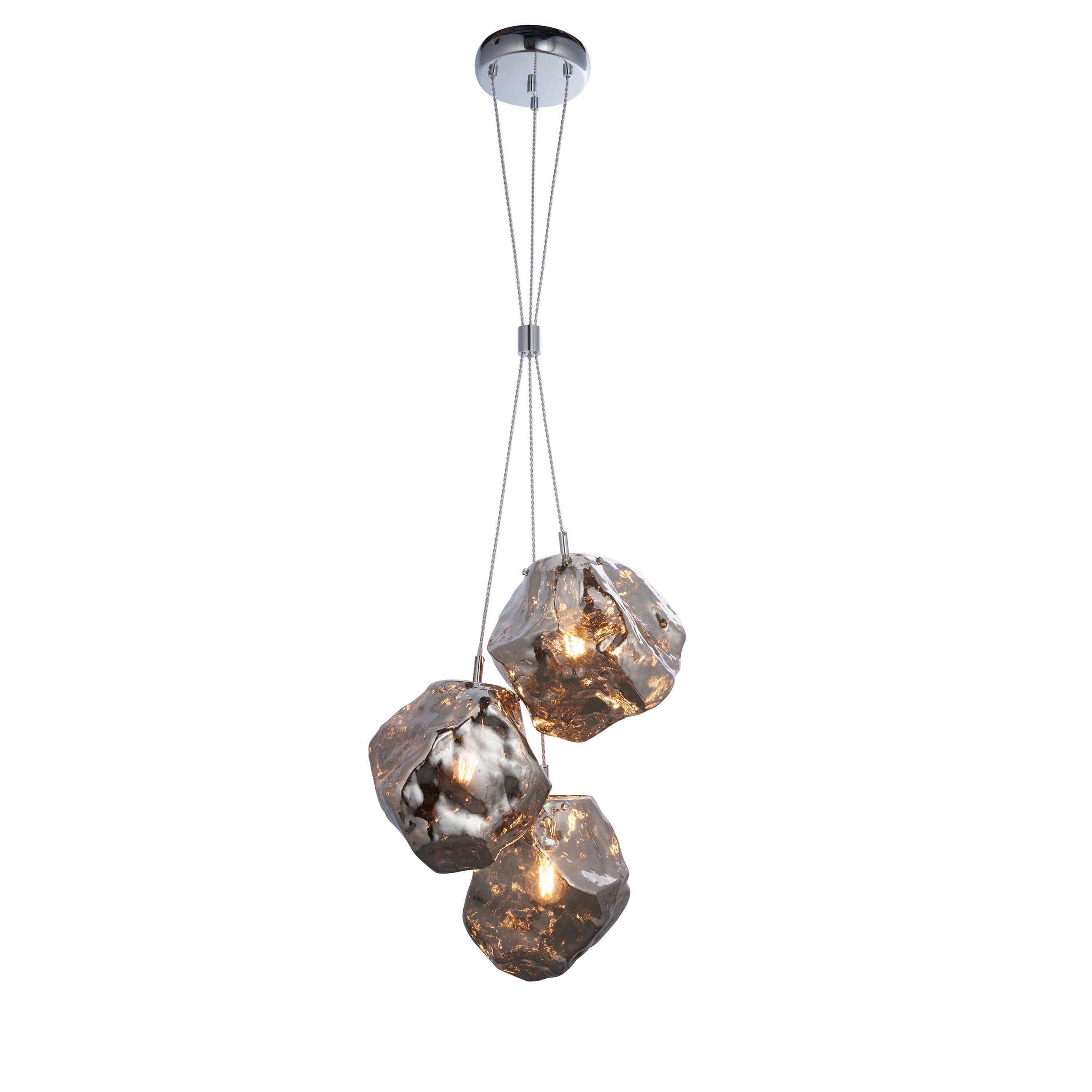 Rok Trio pendant light in steel and metallic chrome glass | MalletandPlane.com