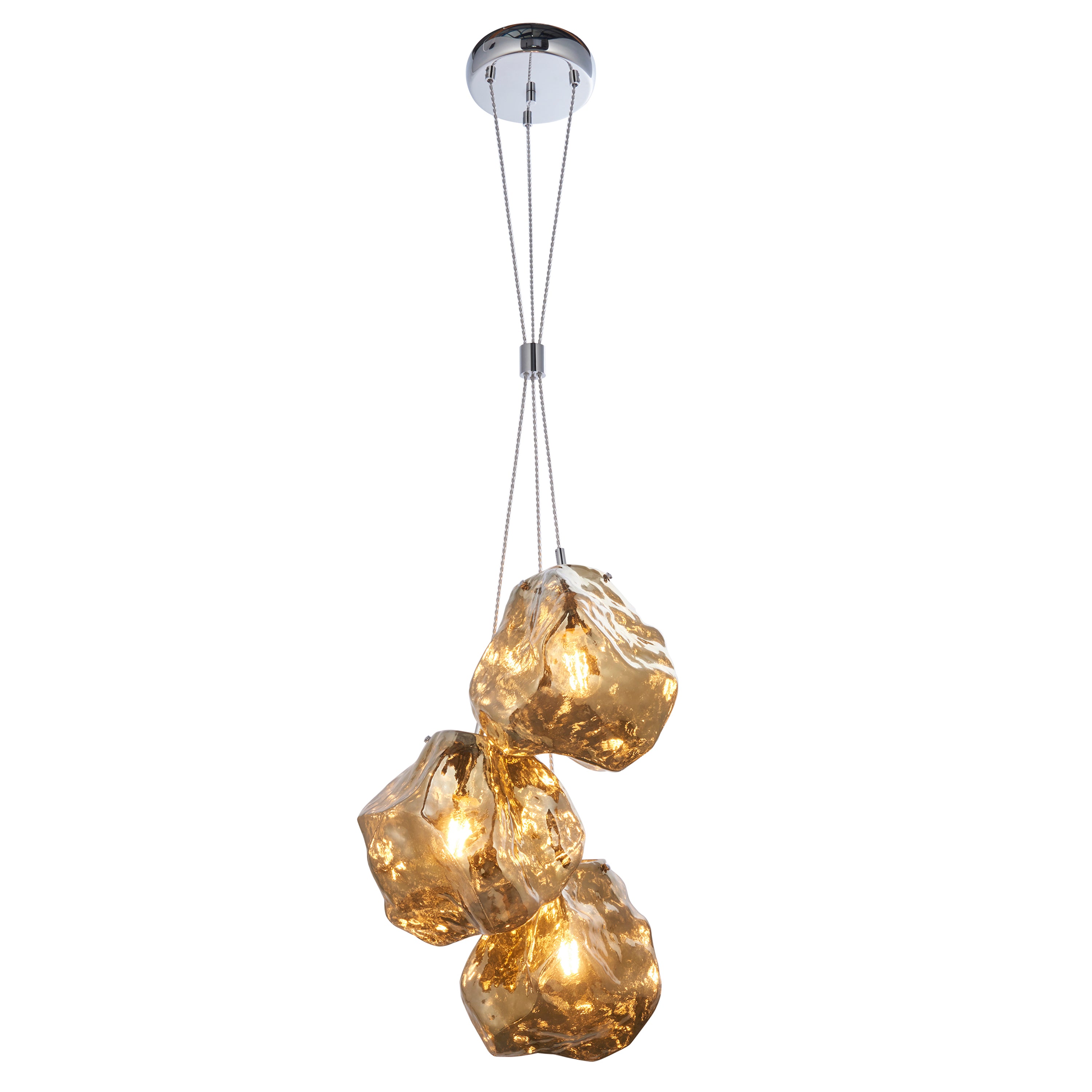 Rok Trio pendant light in steel and metallic bronze glass | MalletandPlane.com