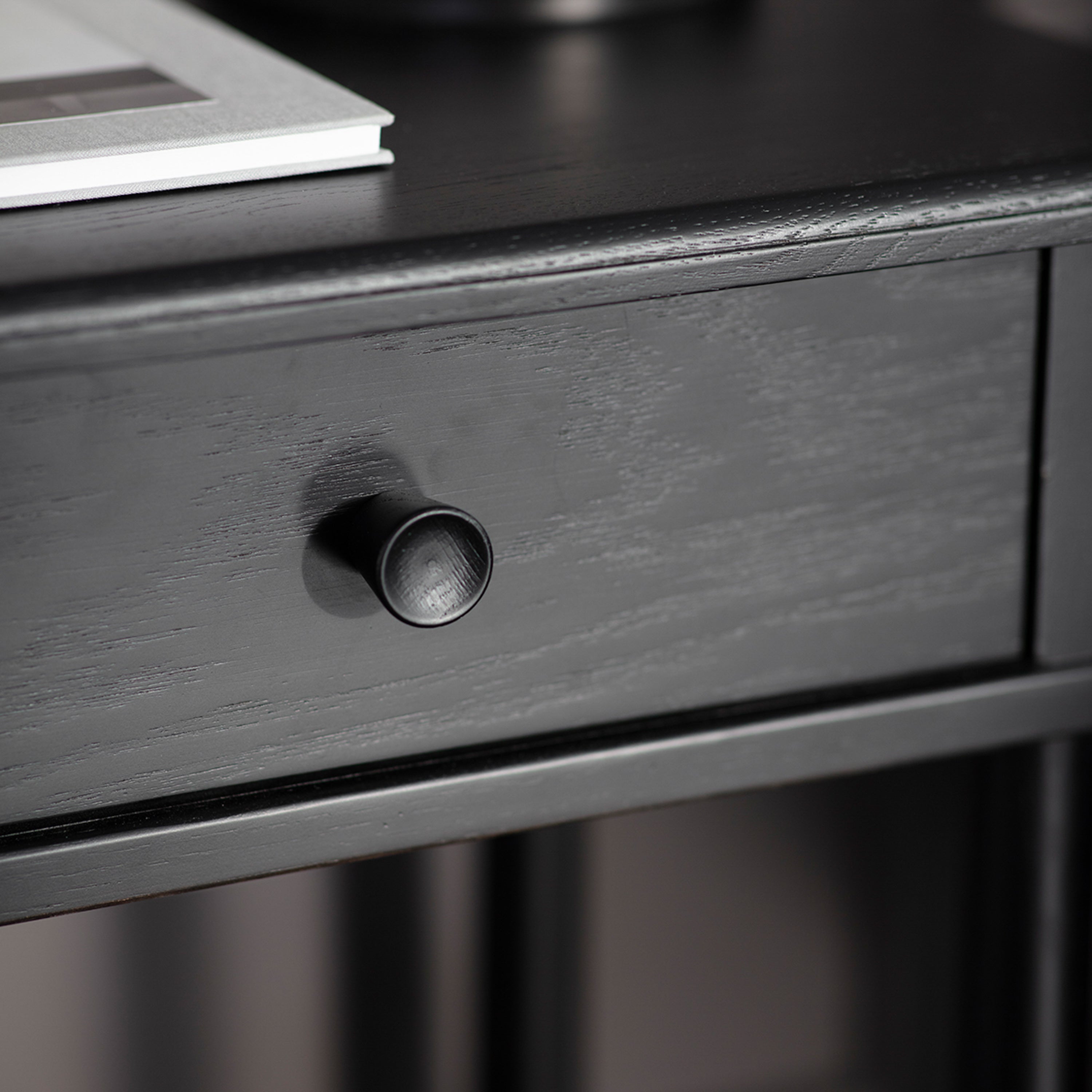 Axel Nordic style black bedside table with pull out drawer | MalletandPlane.com