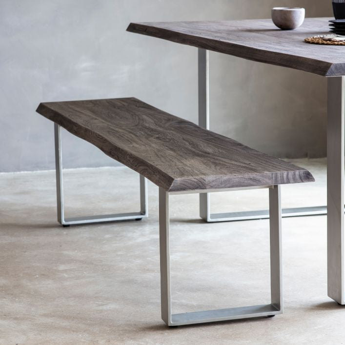 Terence Grey Acacia Dining Bench | MalletandPlane.com