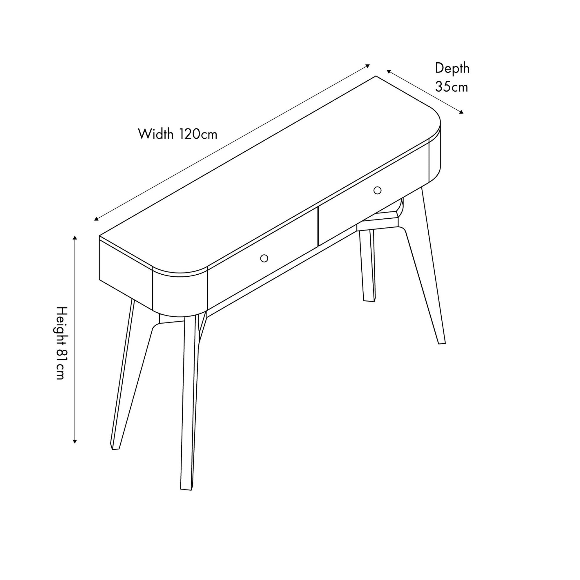 Elias Dark Ash 2 Drawer Console Table