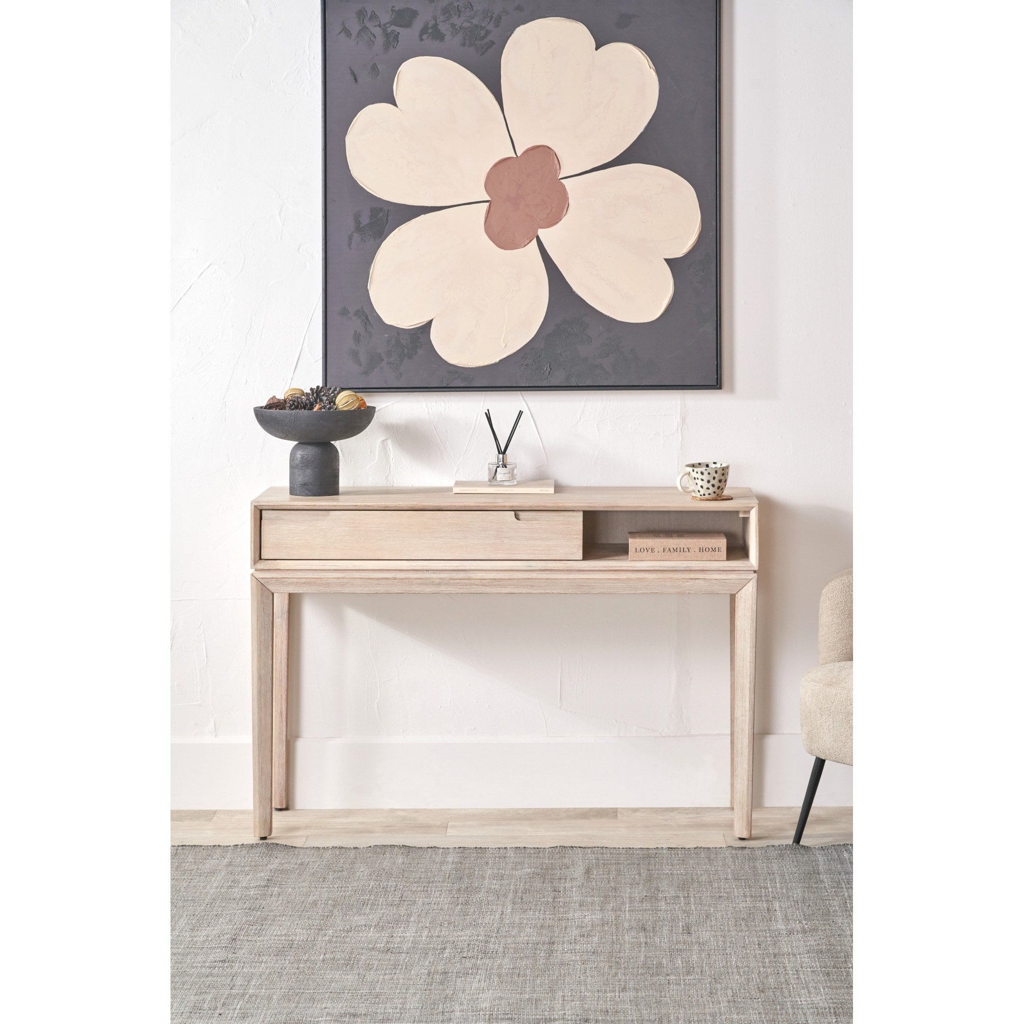 Gio White Sand 1 Drawer Console Table