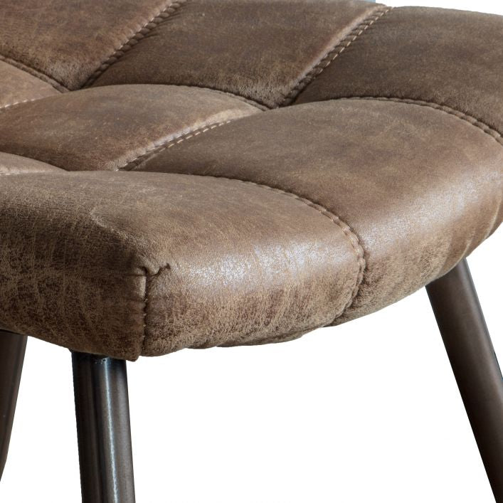 Sigmund set of 2 dining chairs in brown distressed faux leather | MalletandPlane.com