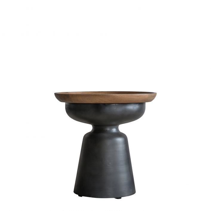Kalwar powder coated metal and hand turned mango side table | MalletandPlane.com