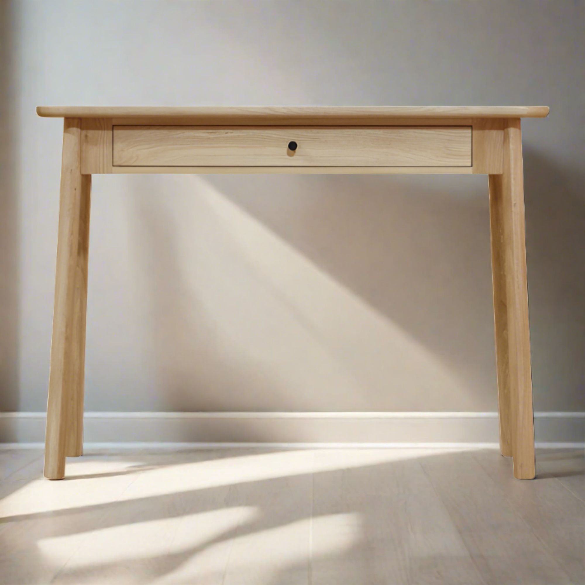 Alfie handmade European oak dressing table with one drawer | malletandplane.com