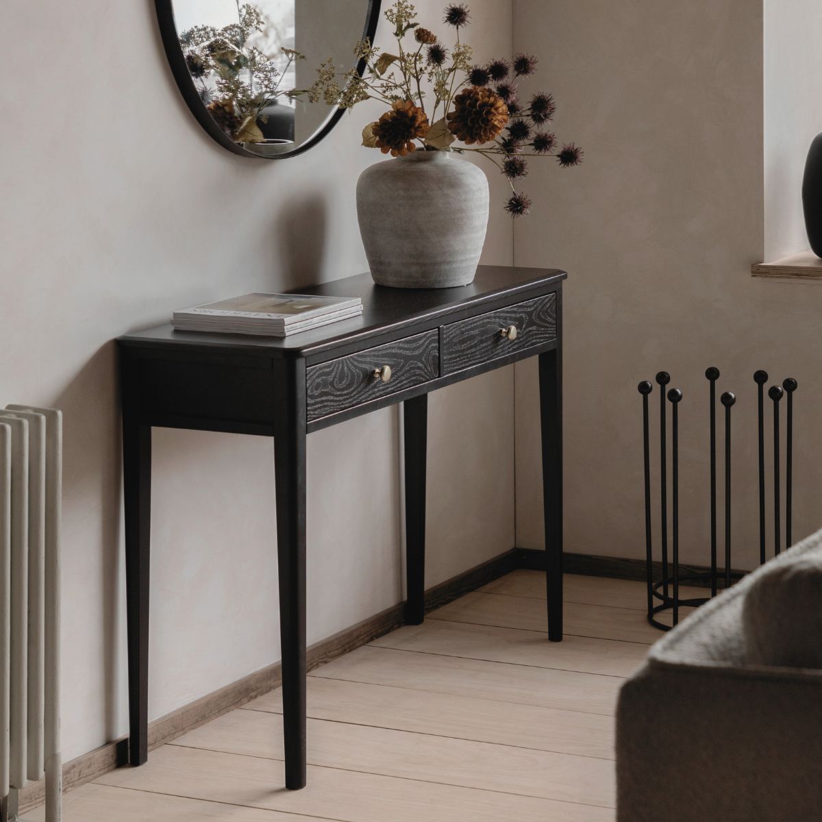 Alvar Black Two Drawer Console Table | Mallet & Plane