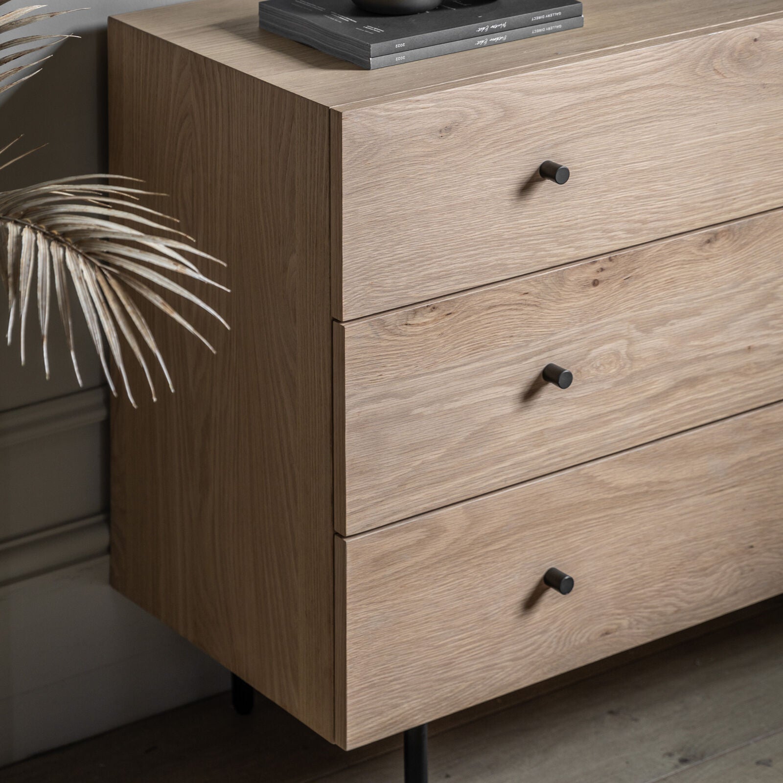 ASHDOWN 3 Drawer Chest – Natural Oak & Black Metal | malletandplane.com