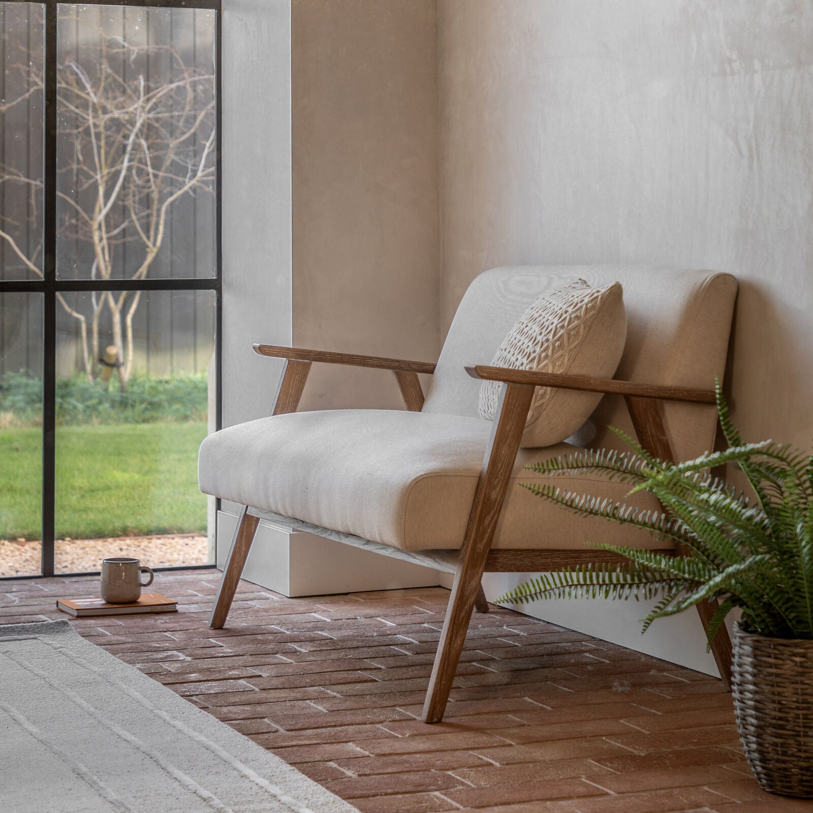 Barret mid century style 2 seat sofa in natural linen | malletandplane.com