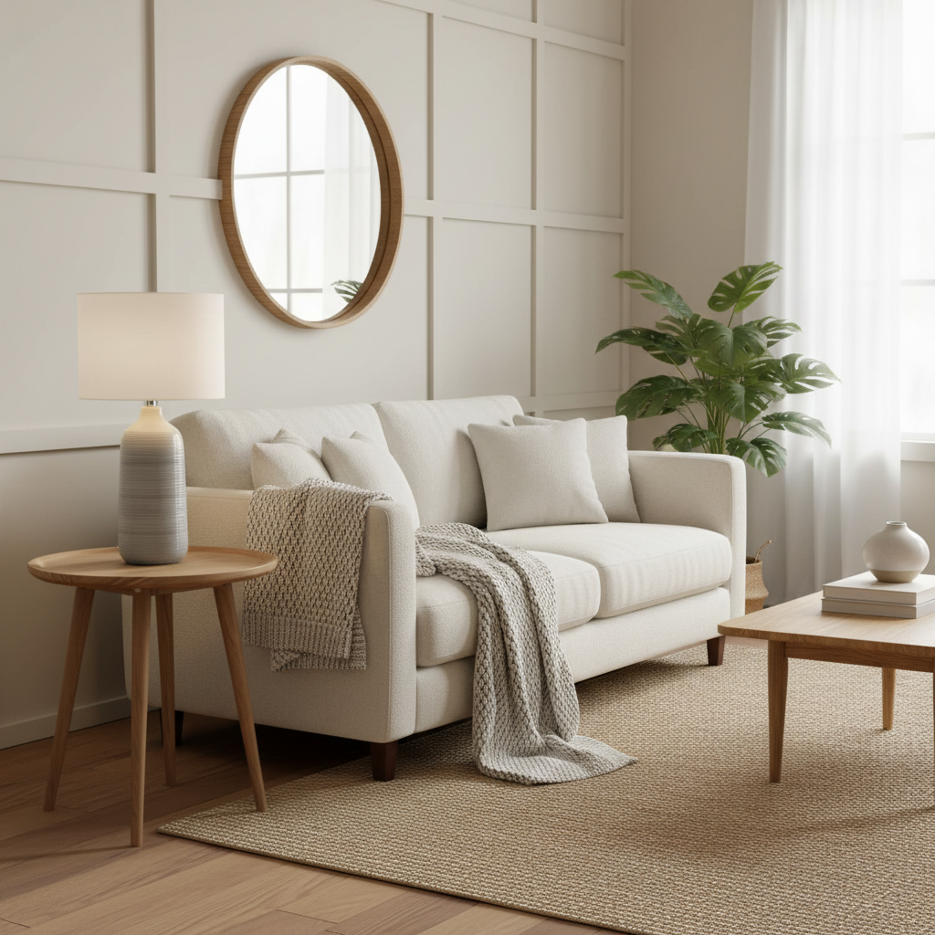 BJORN Blue-Grey Ombre Ceramic Table Lamp – Cream Textured Shade