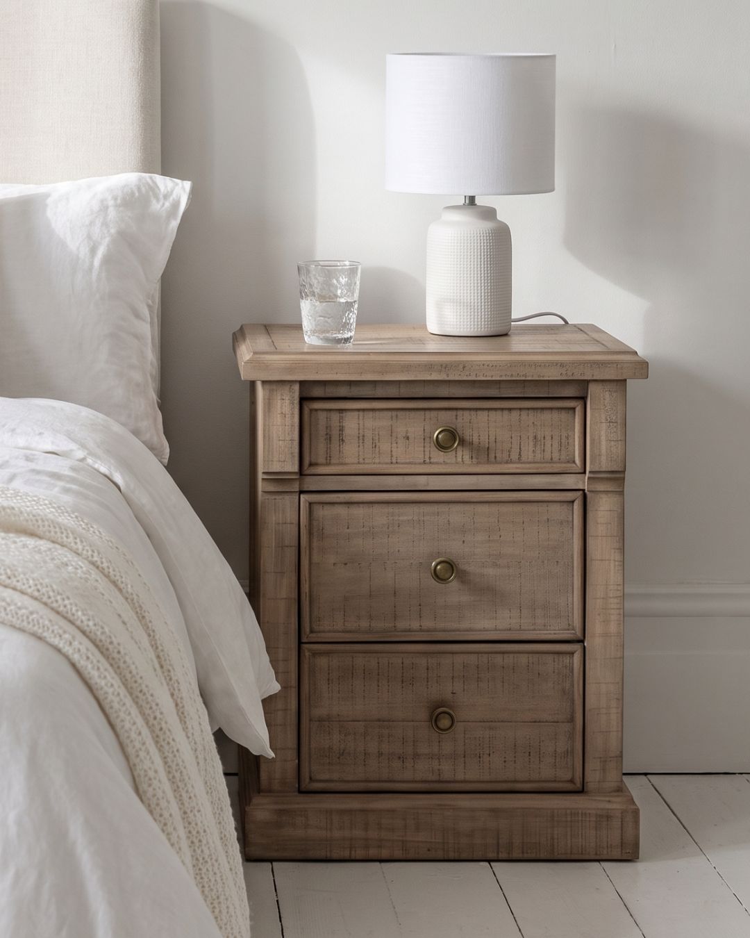 Bromley Natural 3 Drawer Bedside Table