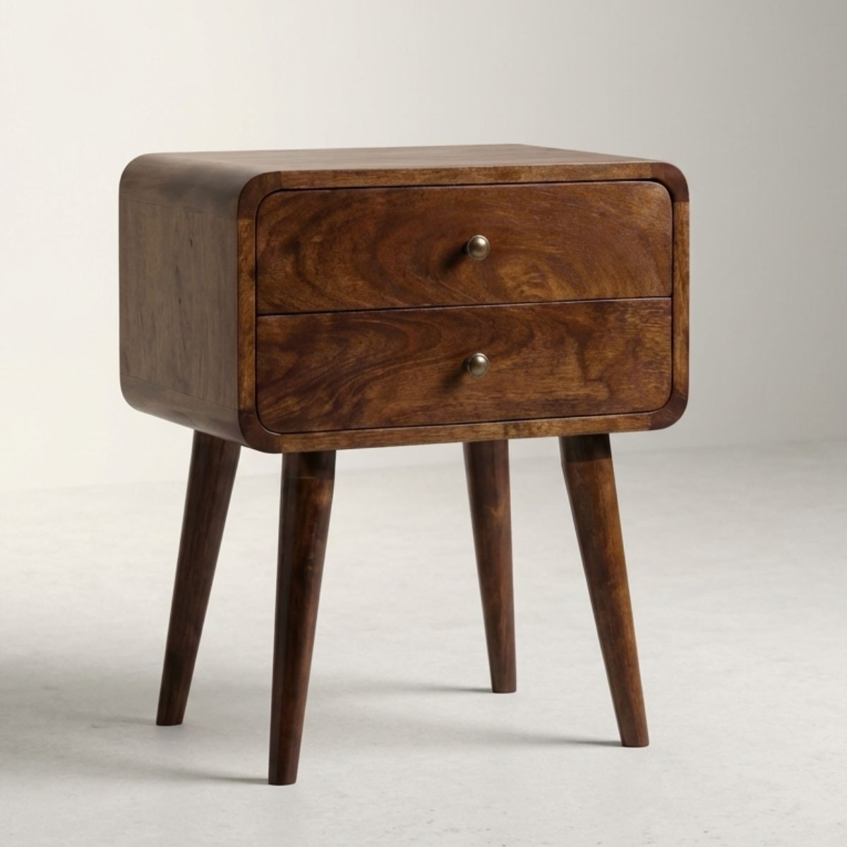 Century 2 Drawer Solid Wood Standard Bedside Table in Deep Chestnut Finish