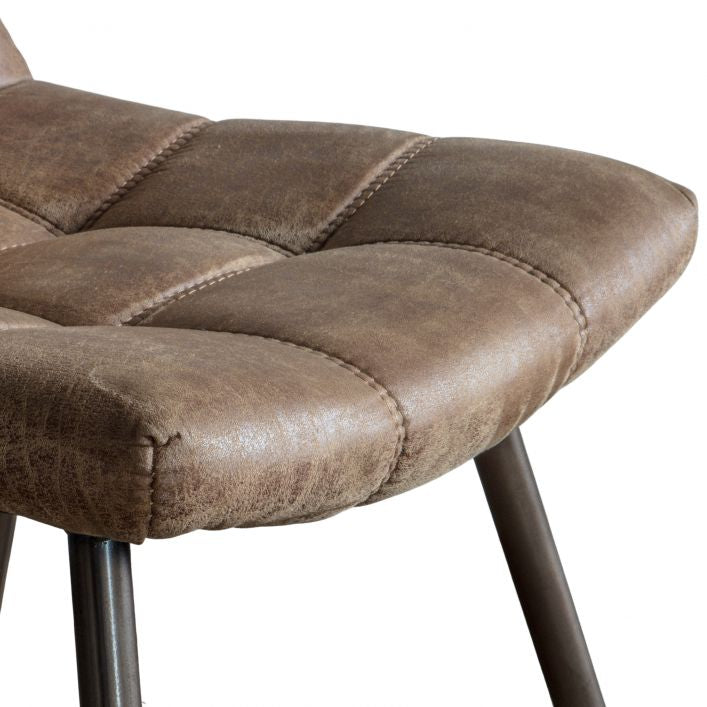 Sigmund set of 2 dining chairs in brown distressed faux leather | MalletandPlane.com