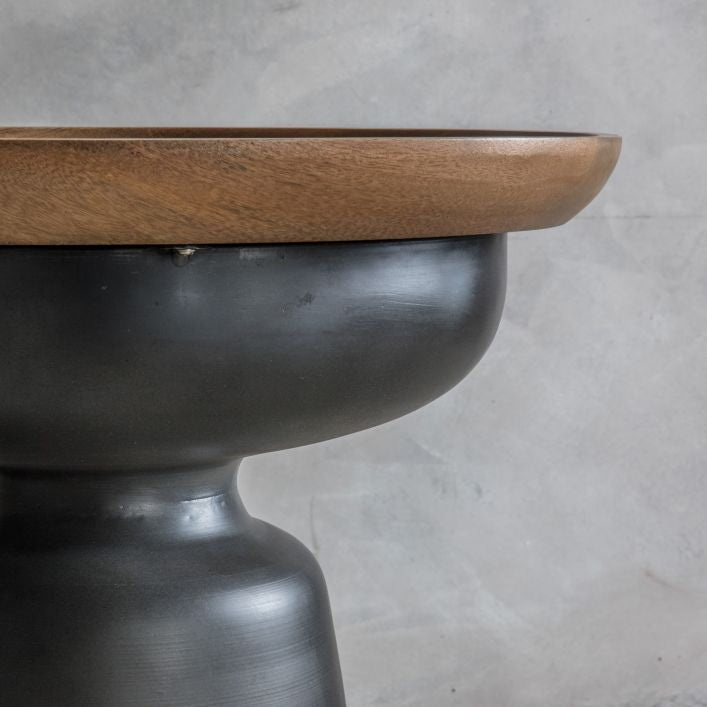 Kalwar powder coated metal and hand turned mango side table | MalletandPlane.com