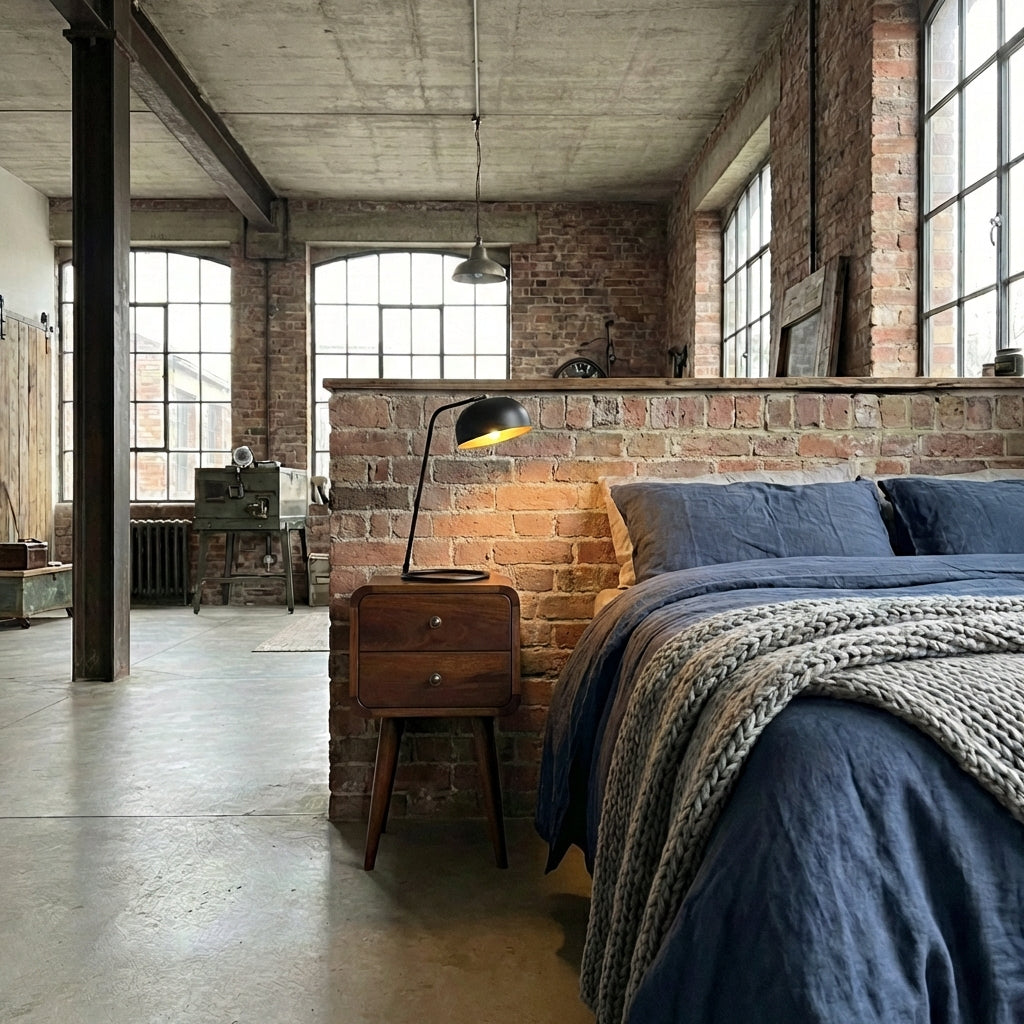 Century Handmade Solid Wood 2 drawer chestnut mini bedside table