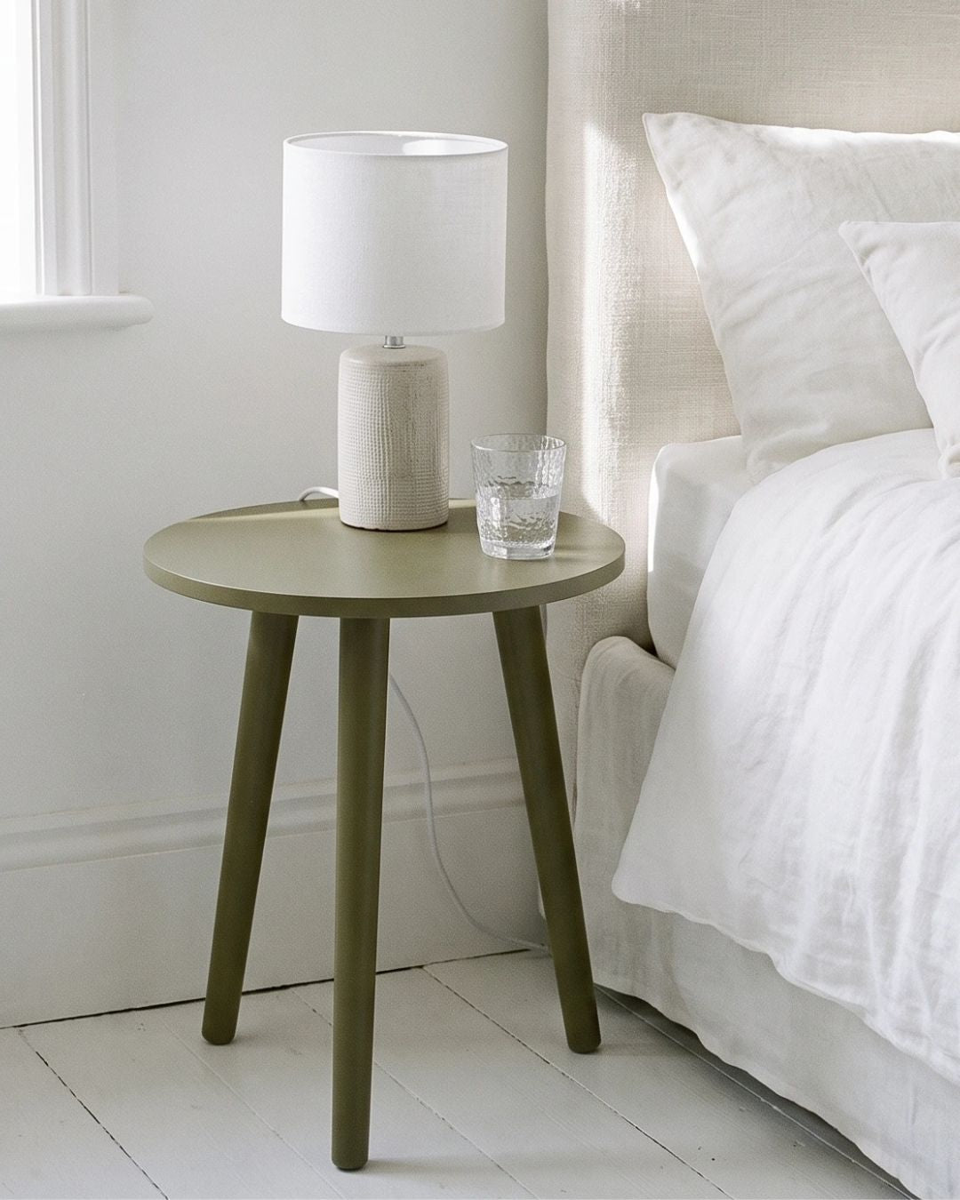 Croft Olive Round 40cm Bedside Table