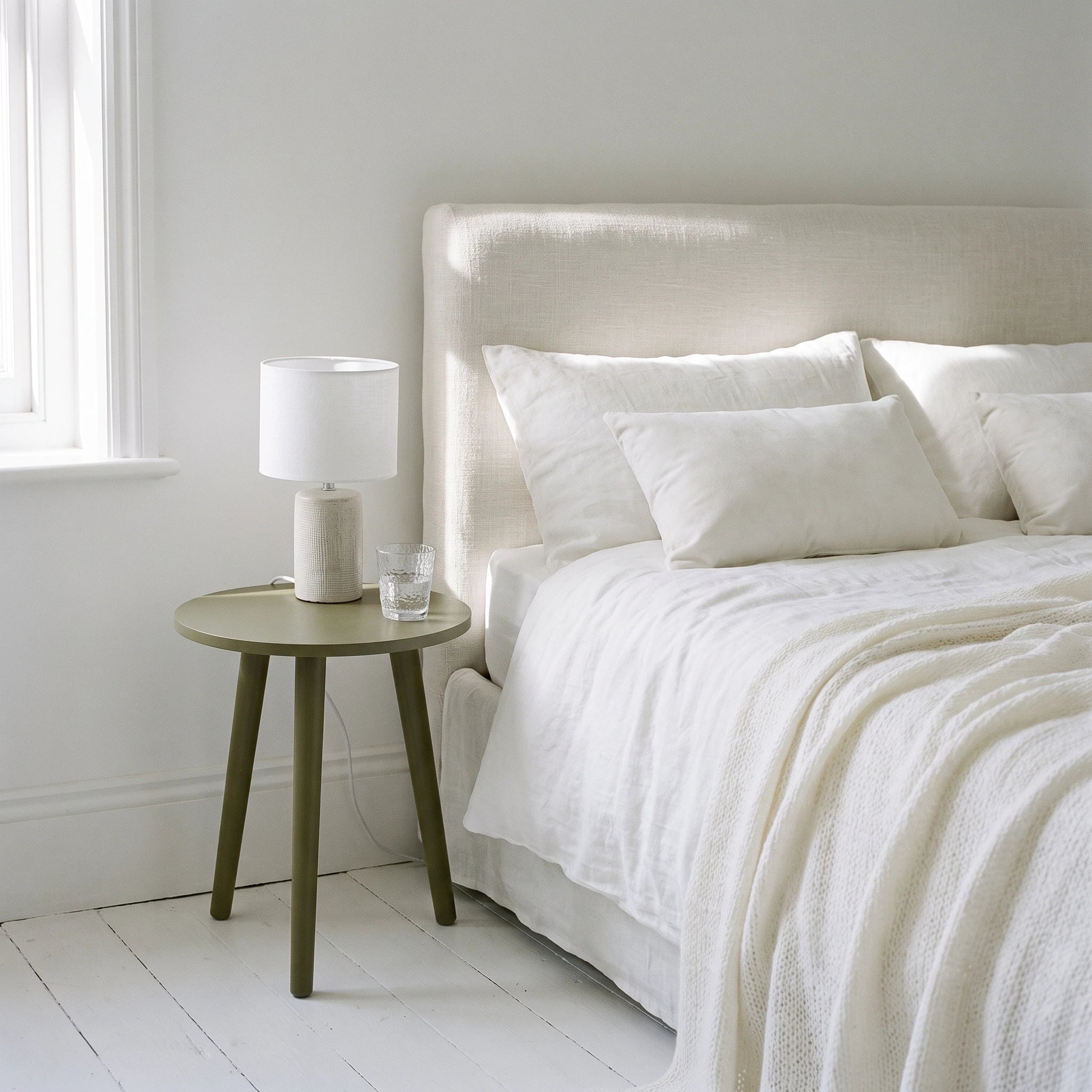 Croft Olive Round 40cm Bedside Table