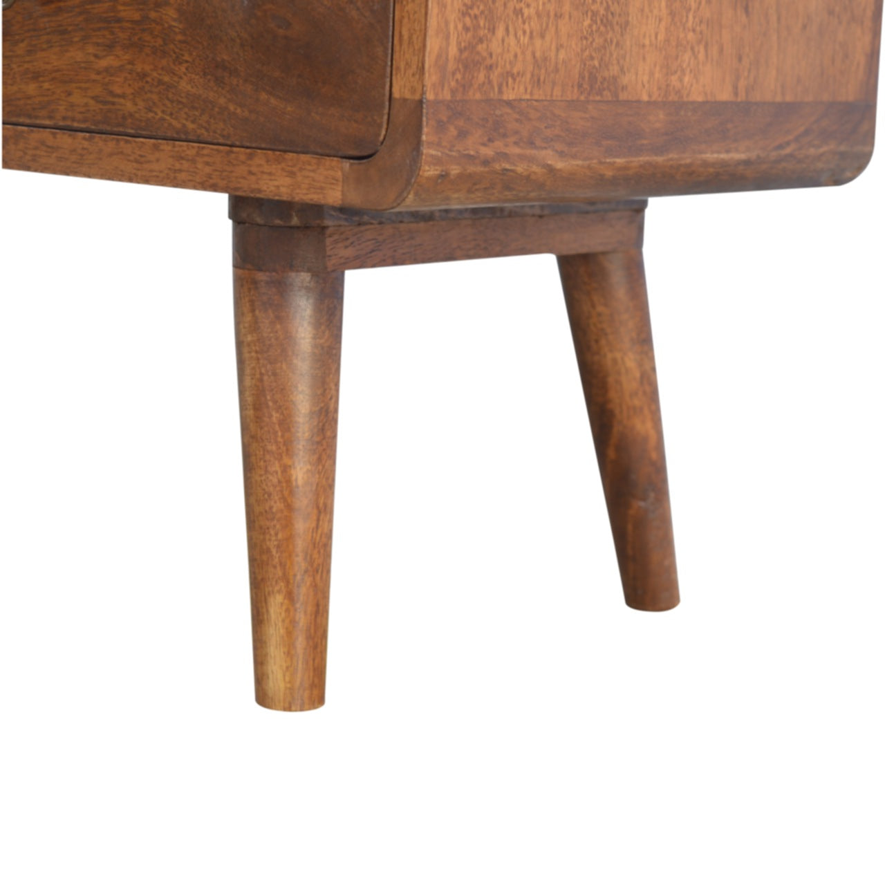 Century handmade wooden TV stand with 2 drawers in deep chestnut finish | malletandplane.com