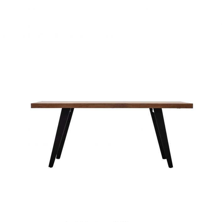 Pimlico Dining Table in Solid Natural Acacia with Grey Metal Angular Legs | MalletandPlane.com