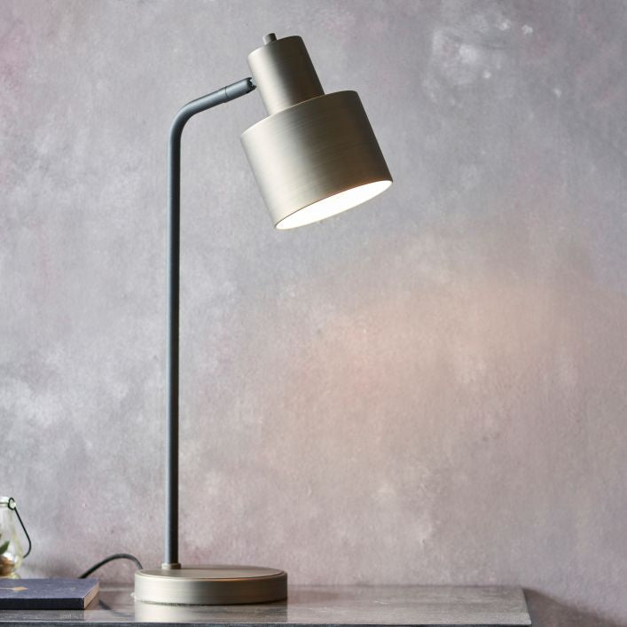Kel antique brass and black table lamp with adjustable shade and knurled switch | MalletandPlane.com