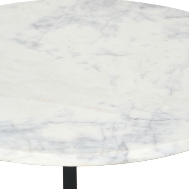 EINAR Side Table – White Marble Top & Curved Black Metal Frame | malletandplane.com
