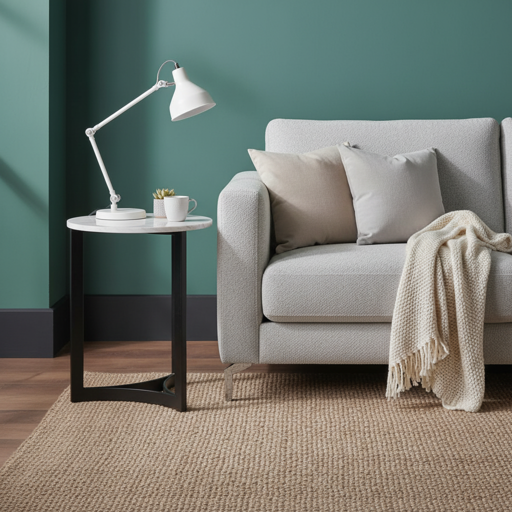 EINAR Side Table – White Marble Top & Curved Black Metal Frame