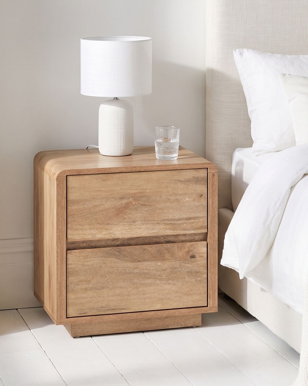 Eversley Light Oak 2 Drawer Bedside Table