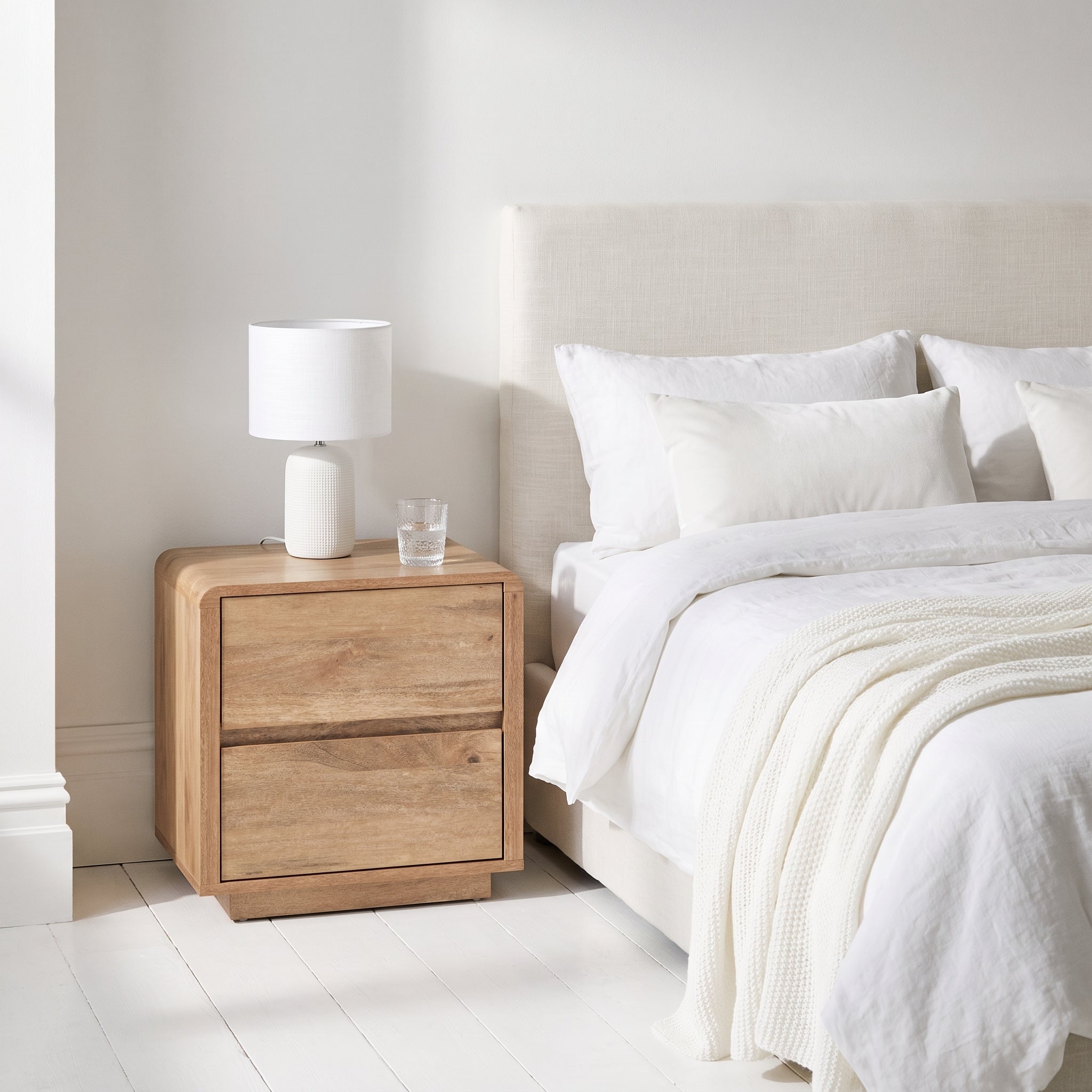 Eversley Light Oak 2 Drawer Bedside Table
