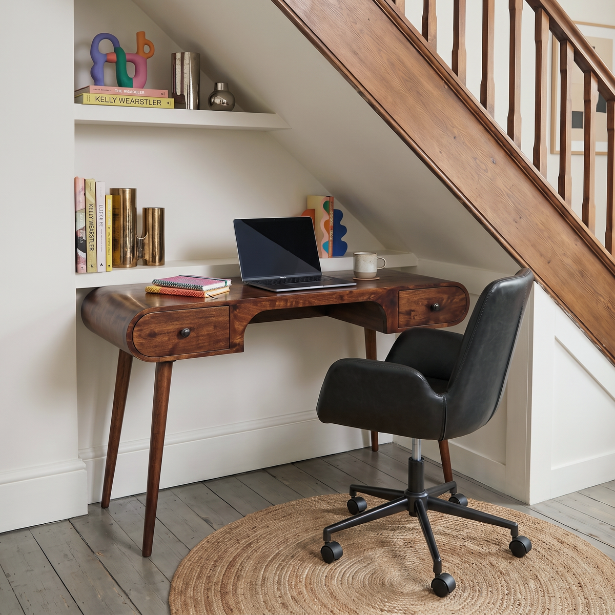 FARADAY charcoal swivel desk chair with arms and castor base