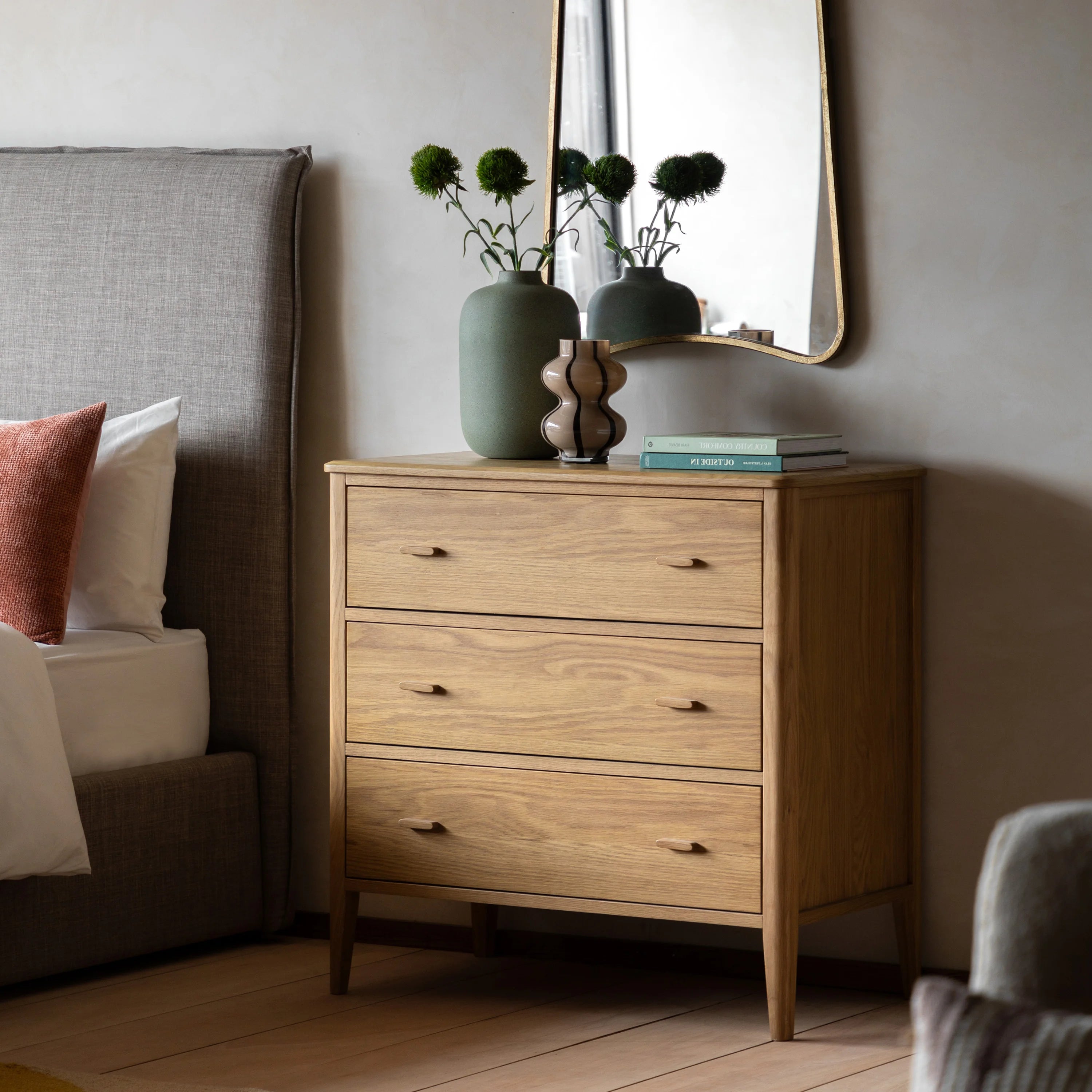 Hampton Natural Chest of Drawers | Wooden 3 Drawer Storage