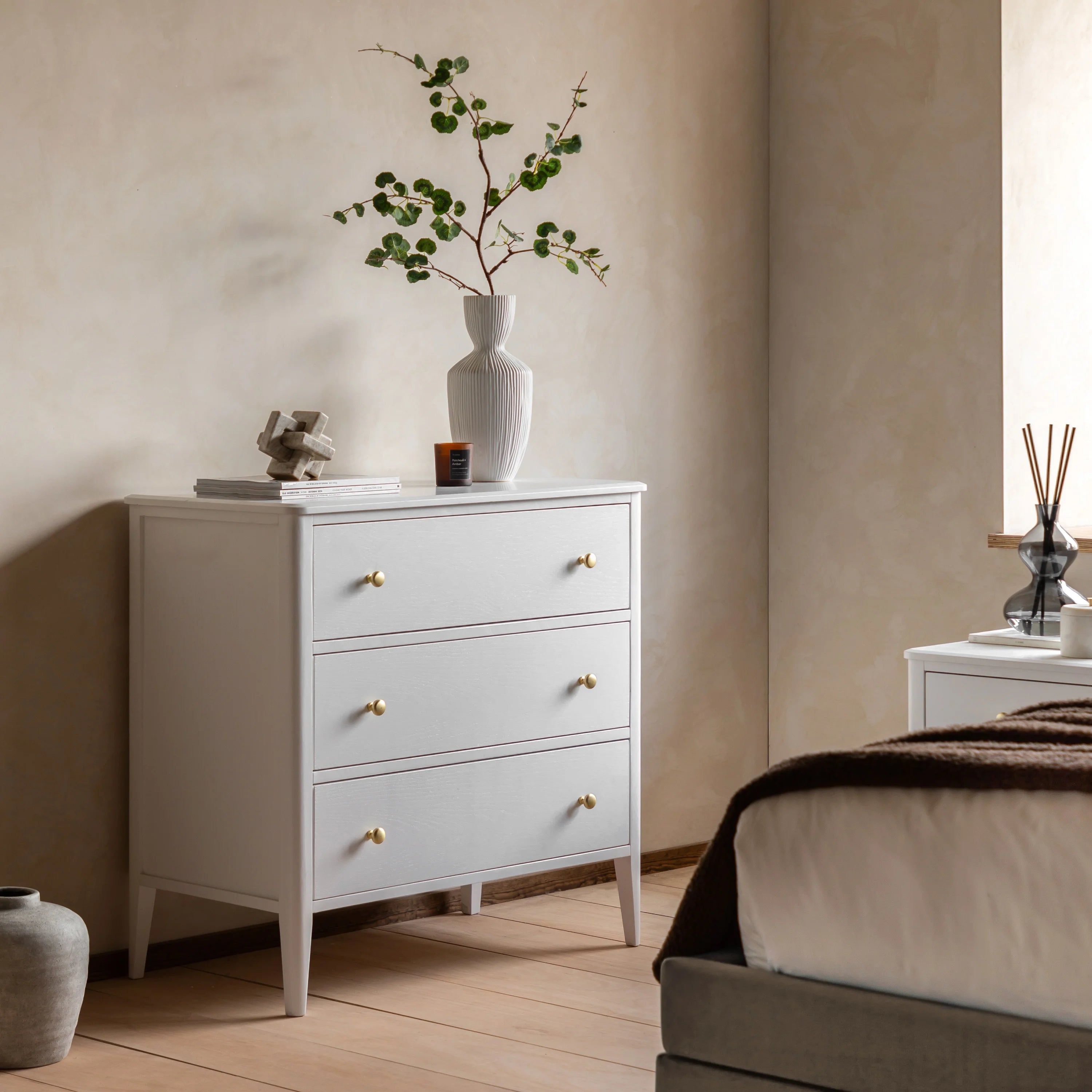 Alvar White Chest of Drawers | Modern 3 Drawer Storage