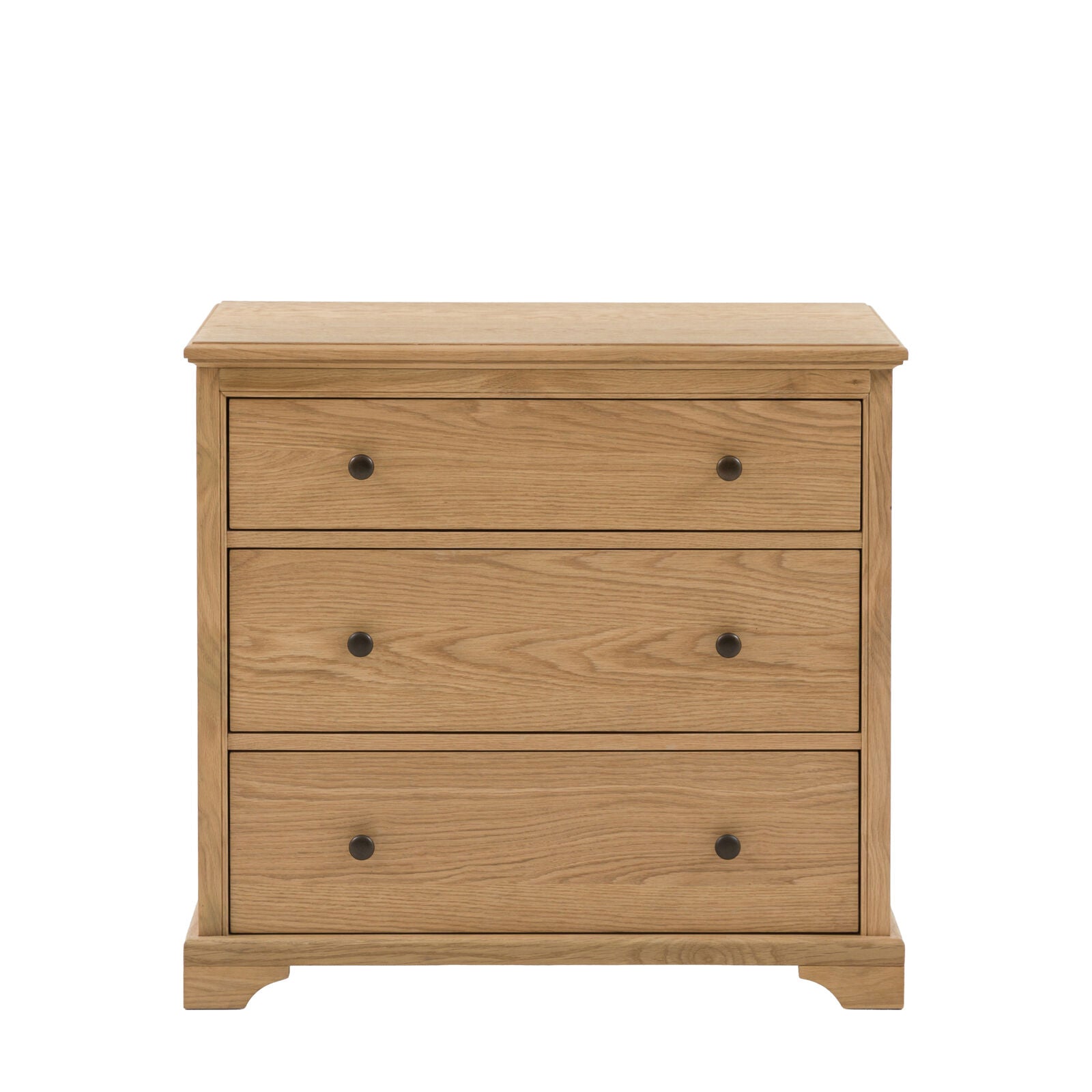 Modern compact oak chest of drawers with three drawers
