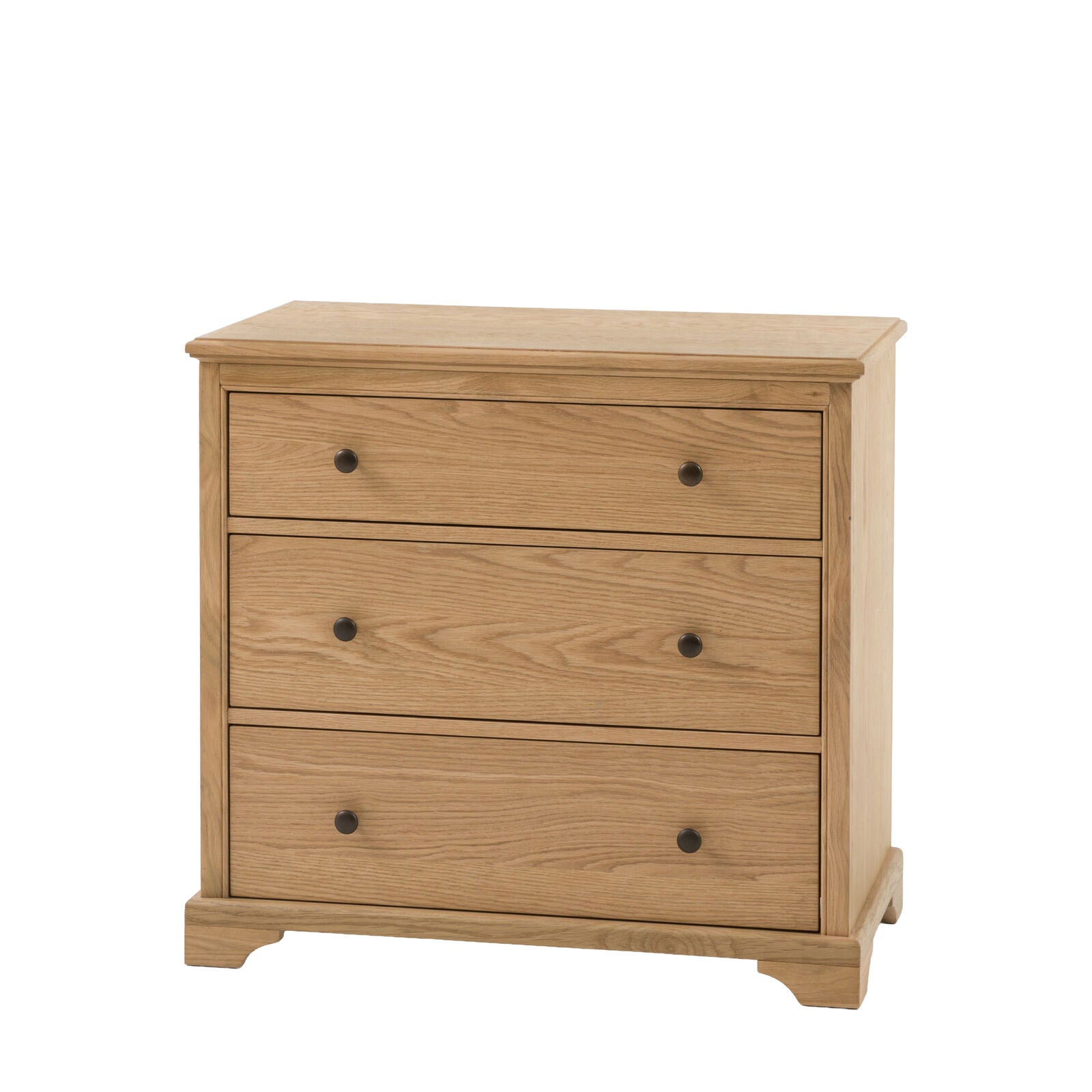 Modern compact oak chest of drawers with three drawers