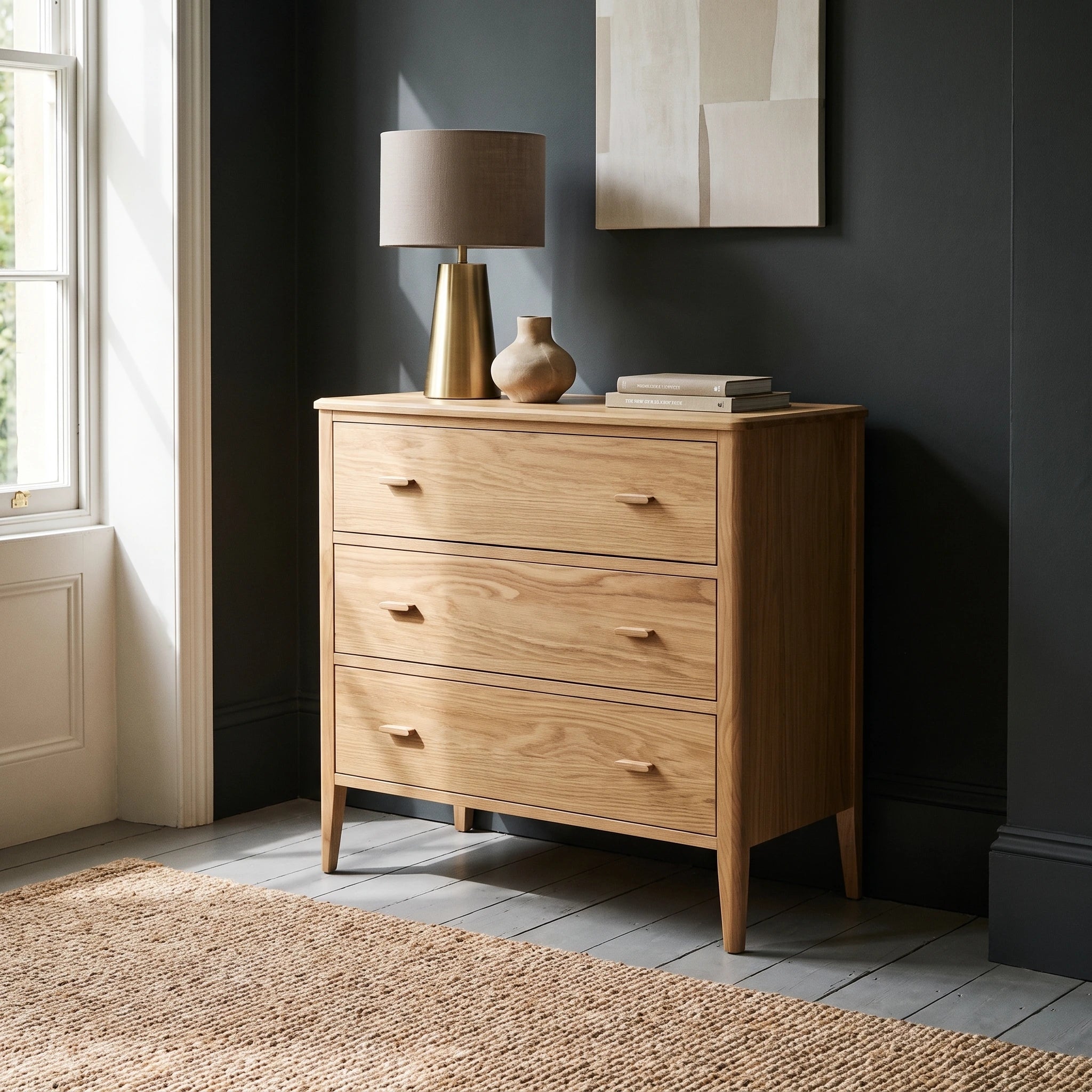 Hampton Natural Chest of Drawers | Wooden 3 Drawer Storage