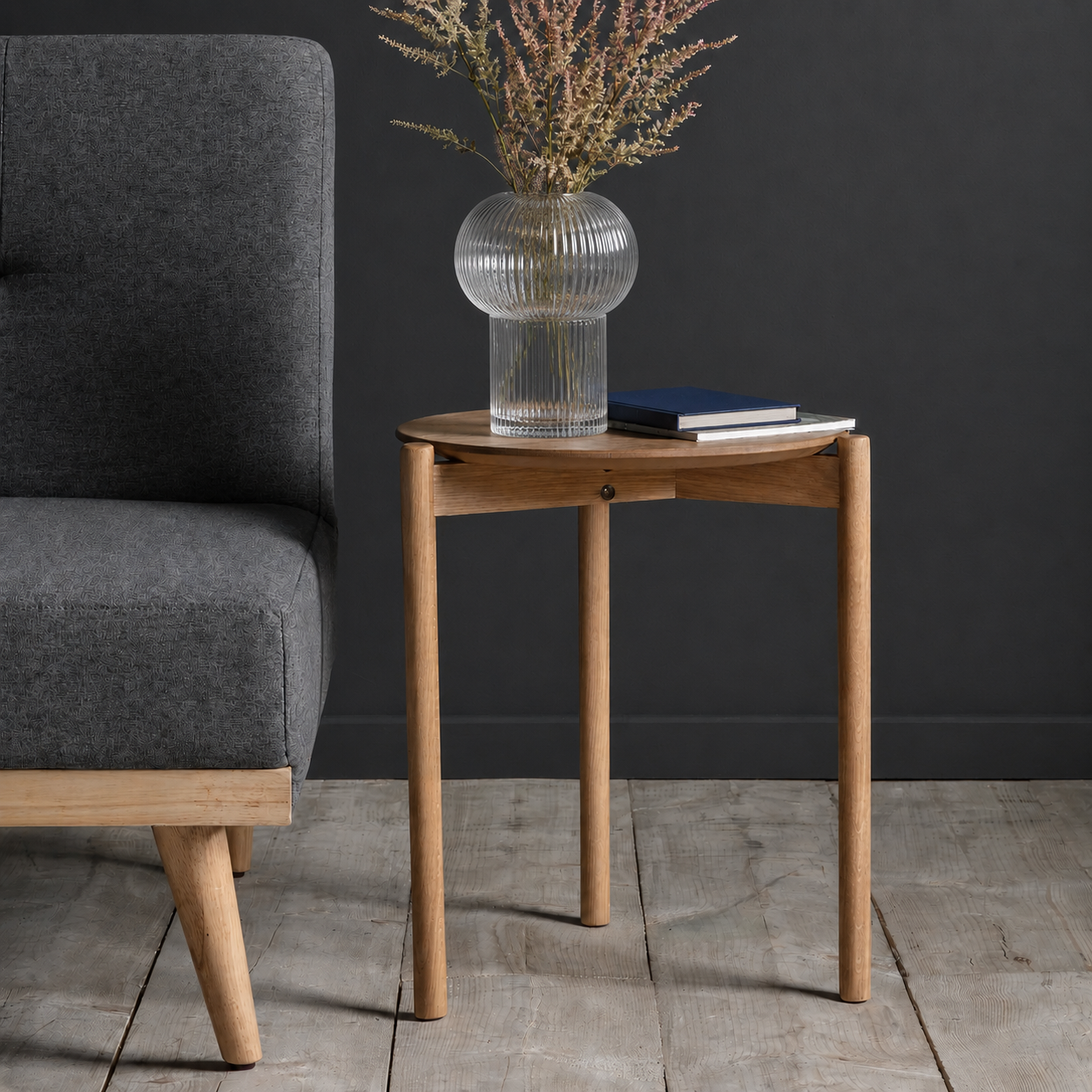 HARROW Oak Bedside Table | Simple Round Oak Design