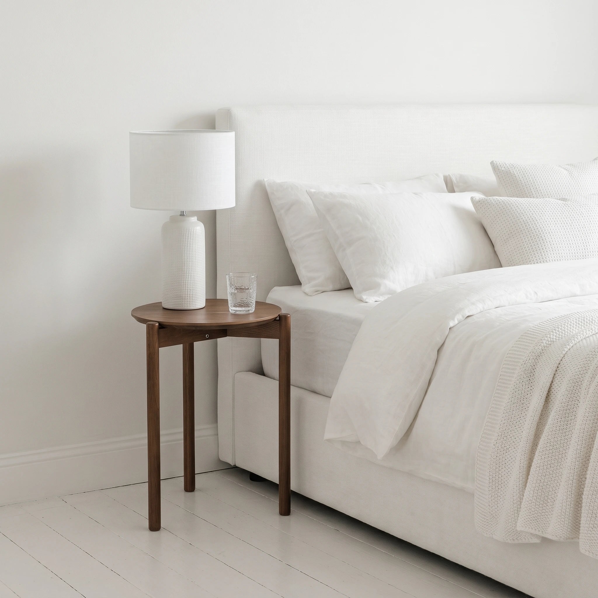 Walnut Bedside Table 40cm – HARROW Simple Bedside