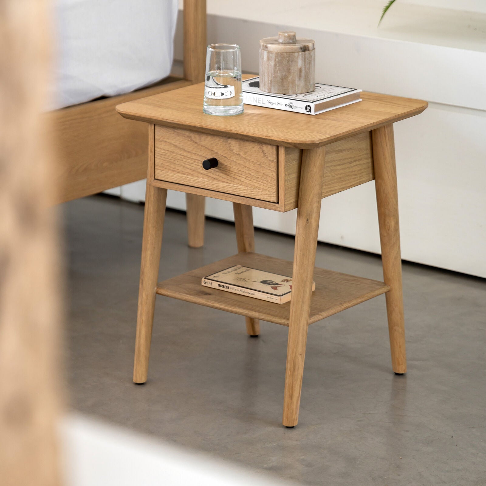 HATFIELD Oak Bedside Table — 1 Drawer | malletandplane.com