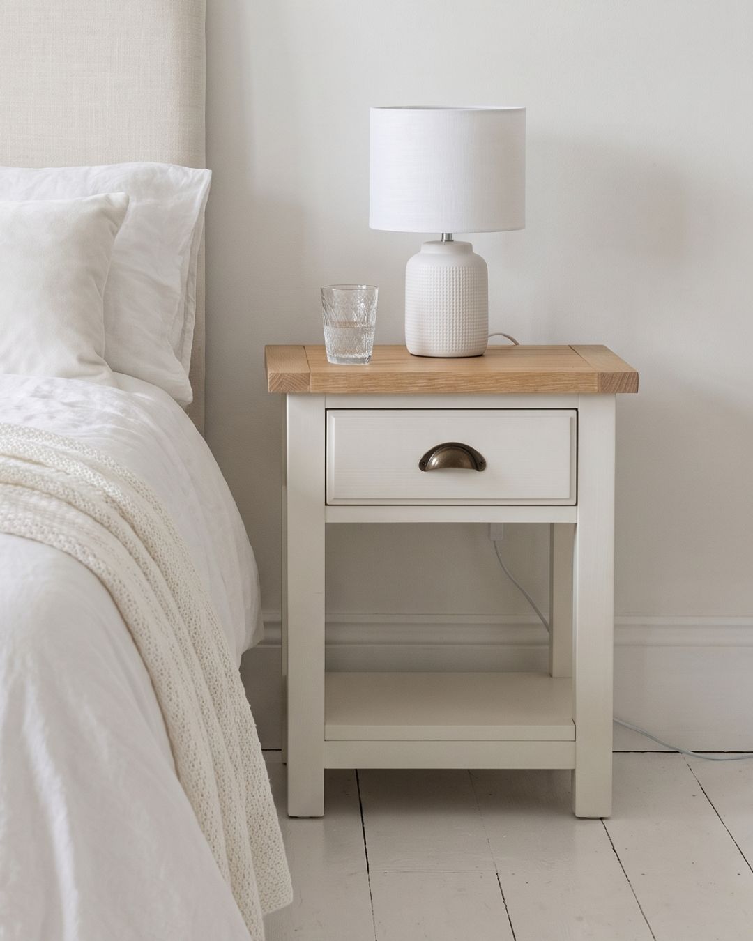 Jora White 1 Drawer / 1 Shelf Bedside Table