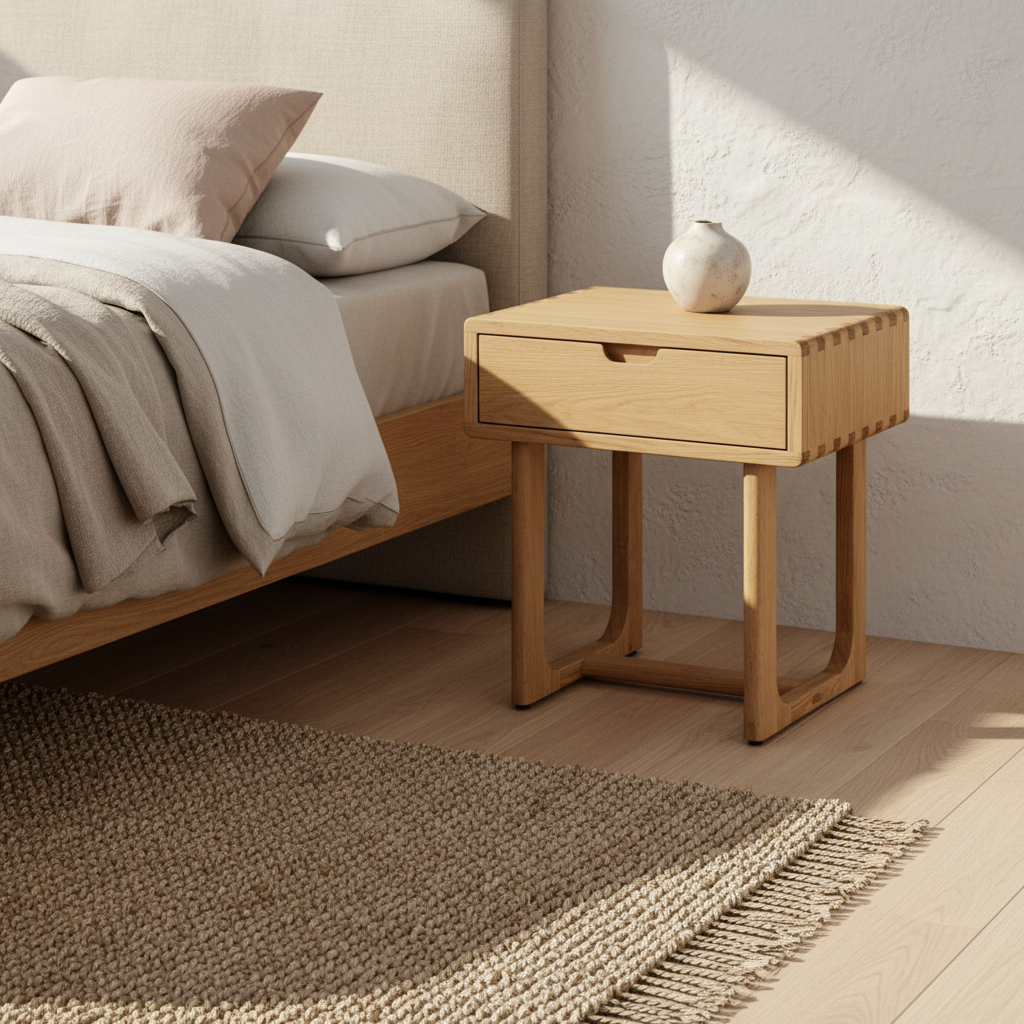 KANTU Oak 1-Drawer Bedside | malletandplane.com