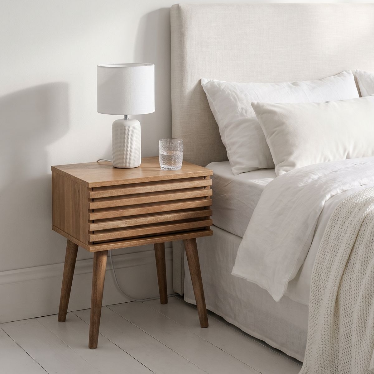 LARVIK Bedside Table with Drawer – Small Natural Wood